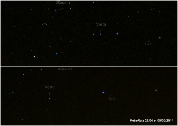 Asteride Vesta e Planeta ano Ceres