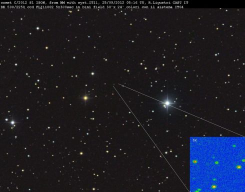 Tamanho do cometa C/2012 S1 ISON na constelacao de Cancer