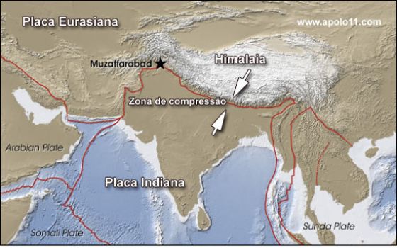 Mapa tectonico terremoto no Nepal