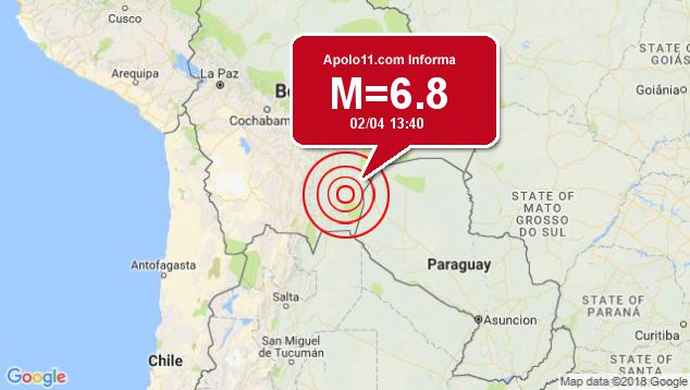 Forte terremoto sacode Bolvia, a 10 km de Carandayti
