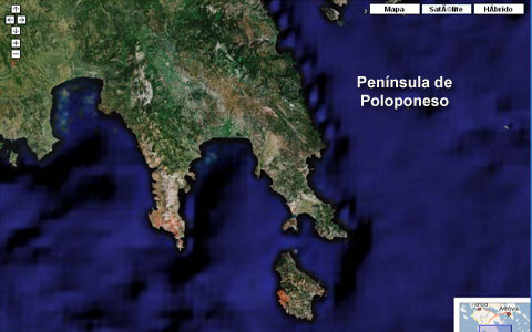 Imagem de satlite da Pennsula de Peloponeso