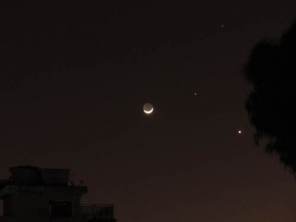 Conjunção da Lua com 3 planetas