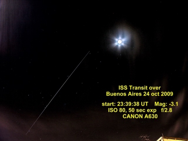 Passagem ISS sobre céu de Buenos Aires