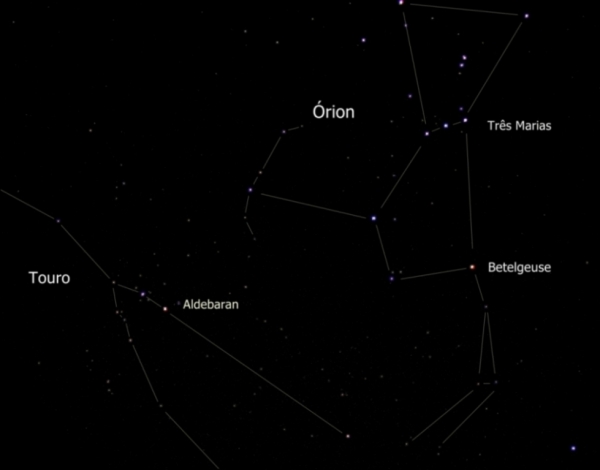 Constelação de Órion e Touro registradas de Vitória.