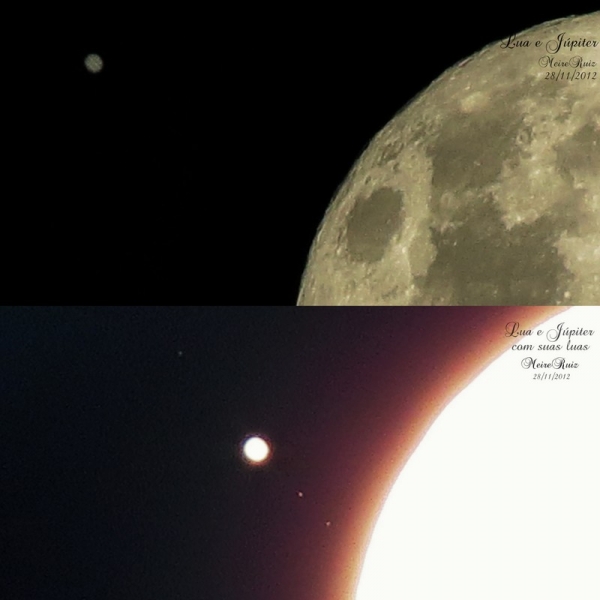 Lua e Júpiter com as suas Luas