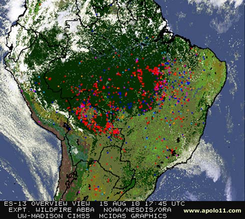 Imagem de satlite de queimadas no Brasil
