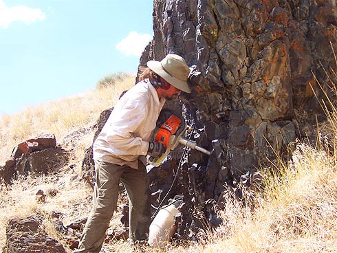 Pesquisador Nick Jarboe coleta amostras de rocha no norte do Estado de Nevada