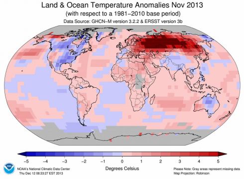 Estudo mostra que novembro de 2013 foi o mais quente em 134 anos
