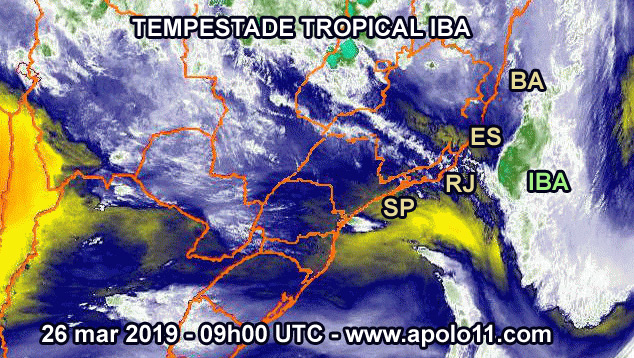 Imagem de Satlite mostra a localizacao da tempestade Iba em 26 de marco de 2019
