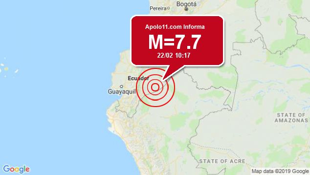 Forte terremoto atinge Equador, a 130 km de Palora