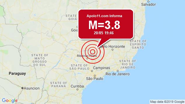 Terremoto de 3.8 pontos  registrado a 14 km de Delfinpolis, MG