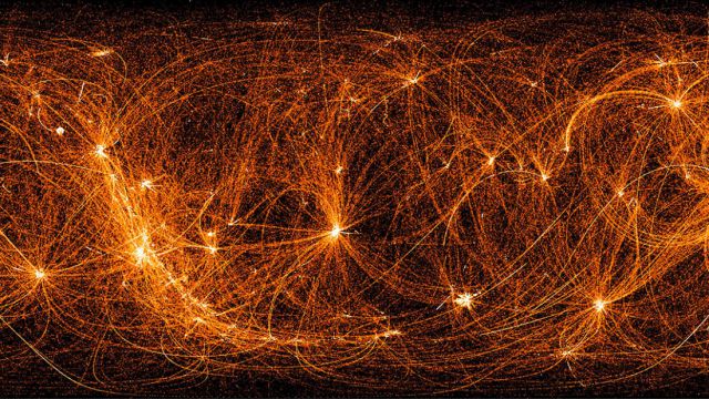 Imagem do cu no comprimento de onda dos raios-x, registrado pelo experimento NICER, a bordo da Estao Espacial Internacional. 