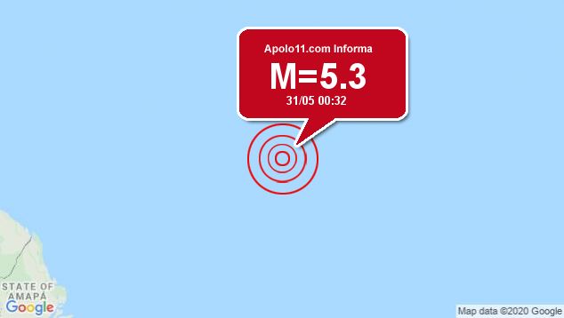 Terremoto de 5.3 pontos  registrado a  1200 km de Acara, CE