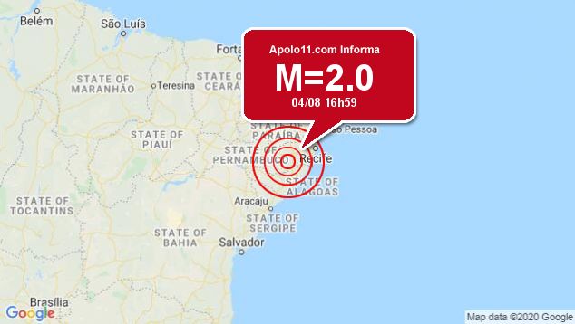 Terremoto de 2.0 pontos  registrado a 8 km de Calado, PE