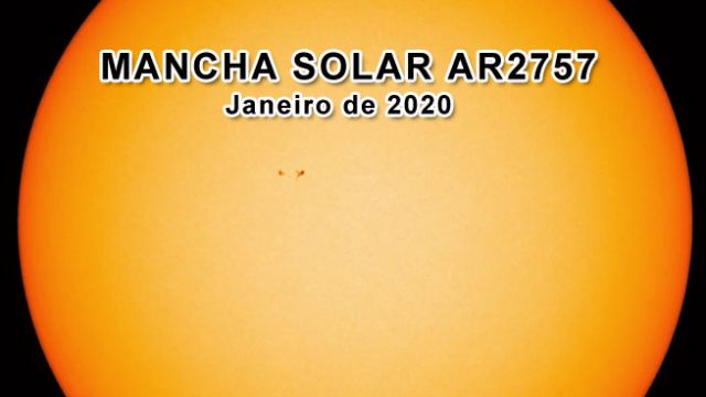 Regio Ativa AR2757, a primeira mancha do Ciclo Solar 25, registrada em 25 de janeiro de 2020.