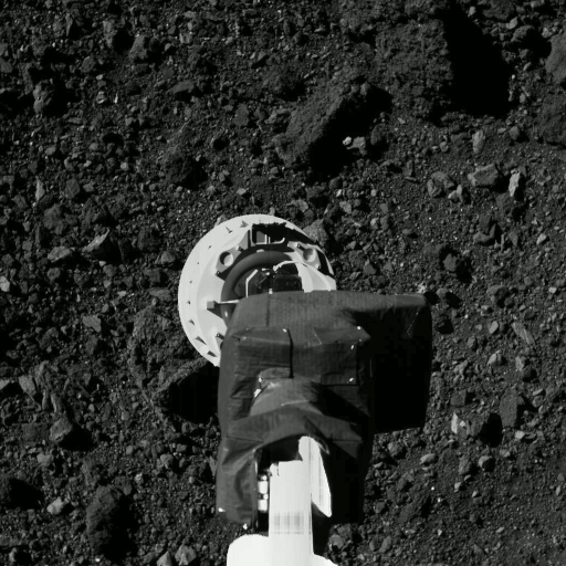 Aproximao da sonda Osiris-Rex sobre a superfcie do asteroide Bennu, em agosto de 2020