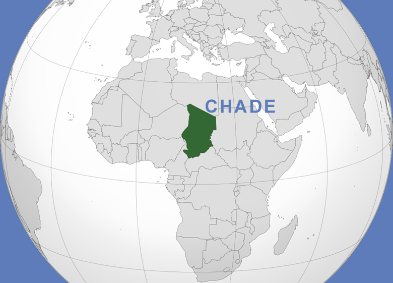 Localizao do Chade, no centro-norte da frica, onde se localiza a Depresso Bodl.