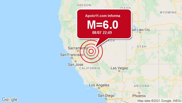 Forte terremoto atinge Califrnia, a 33 km de Markleeville