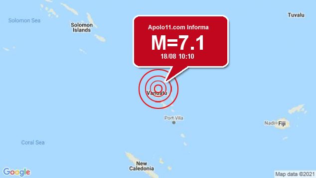 Forte terremoto sacode regio das Ilhas Vanuatu, Melansia