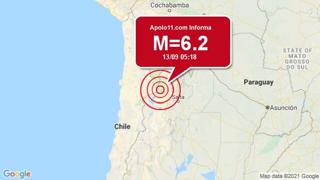 Forte terremoto sacode Argentina, a 79 km de San Antonio de l