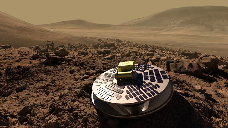 Concepo artstica mostra o mdulo SHIELD em solo marciano. Crdito: JPL/NASA.