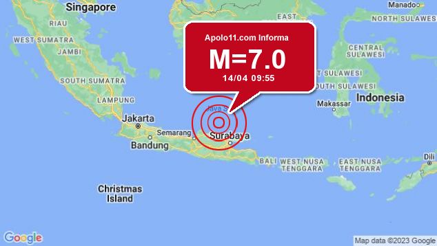 Forte terremoto atinge Indonsia, a 96 km de Tuban