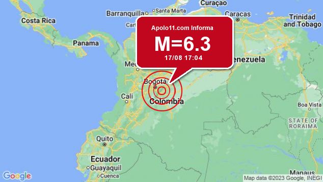 Forte terremoto atinge Colmbia, a 16 km de Cumaral