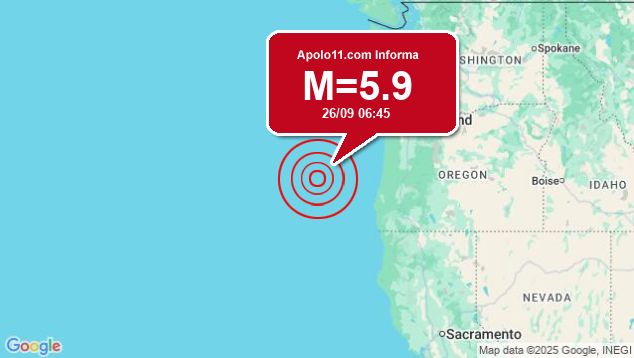 Forte terremoto atinge Oregon, a 222 km de Bandon