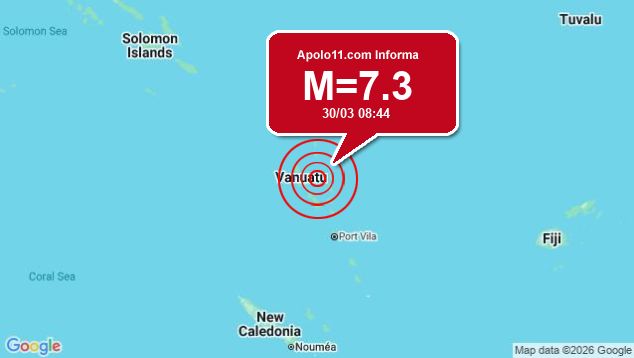Forte terremoto sacode Vanuatu, a 48 km de Luganville