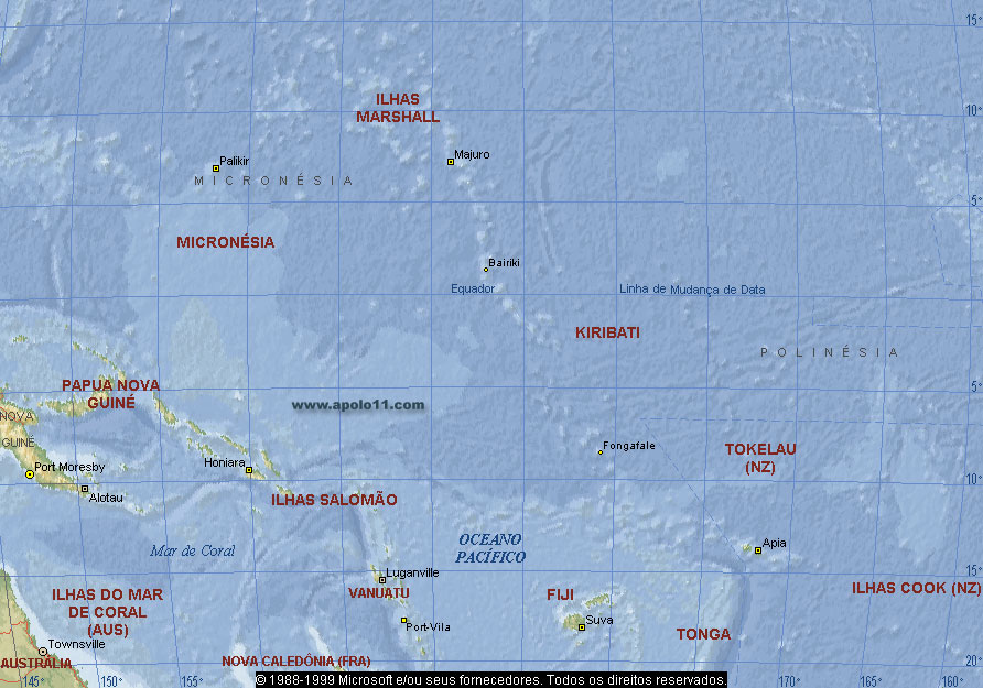 Mapa da Polinésia e Micronésia