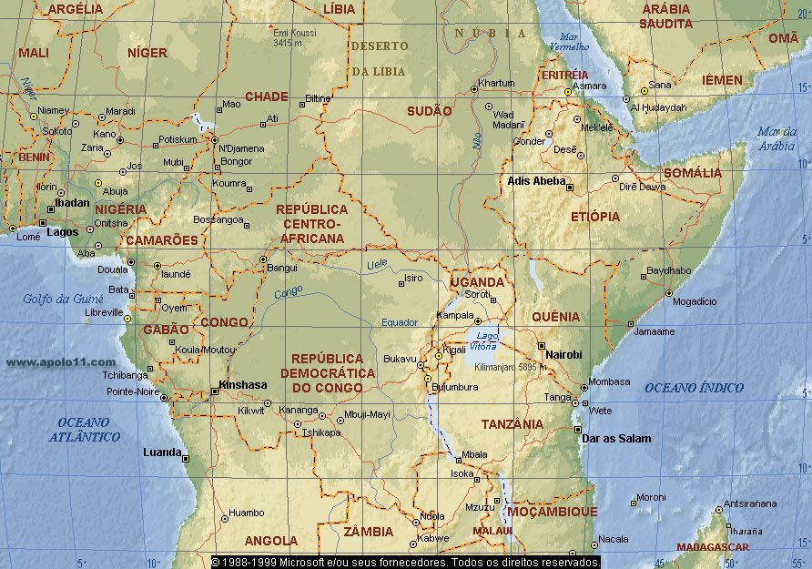Mapa do centro da África