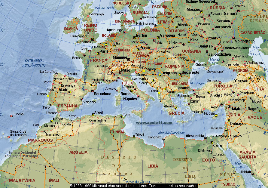 Mapa da Europa e norte da África